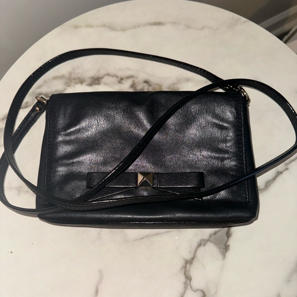 kate spade black leather bow crossbody bag​​